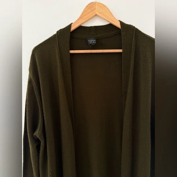 Topshop Size US 10 Brown Open Front Oversized Cardigan Cozy Minimalist Layering - Picture 4 of 10